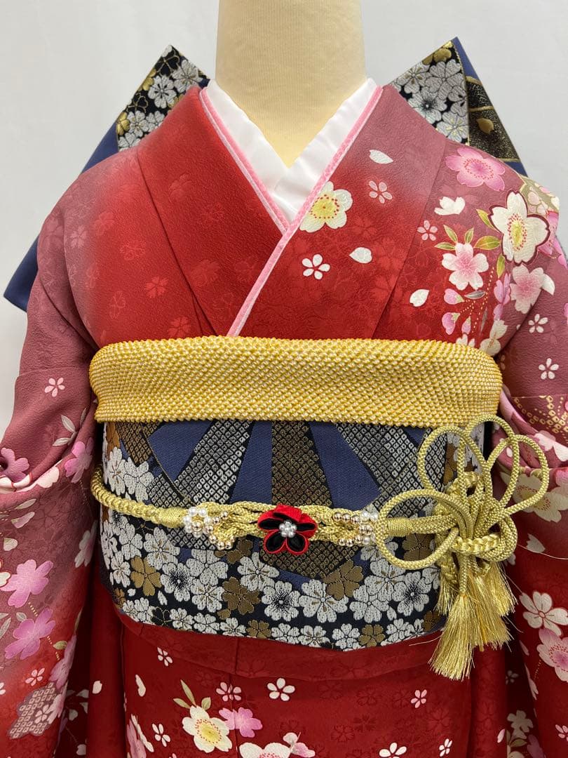 振り袖　フルセット　長襦袢　成人式　金彩加工　刺繍入り　長尺袋帯　658