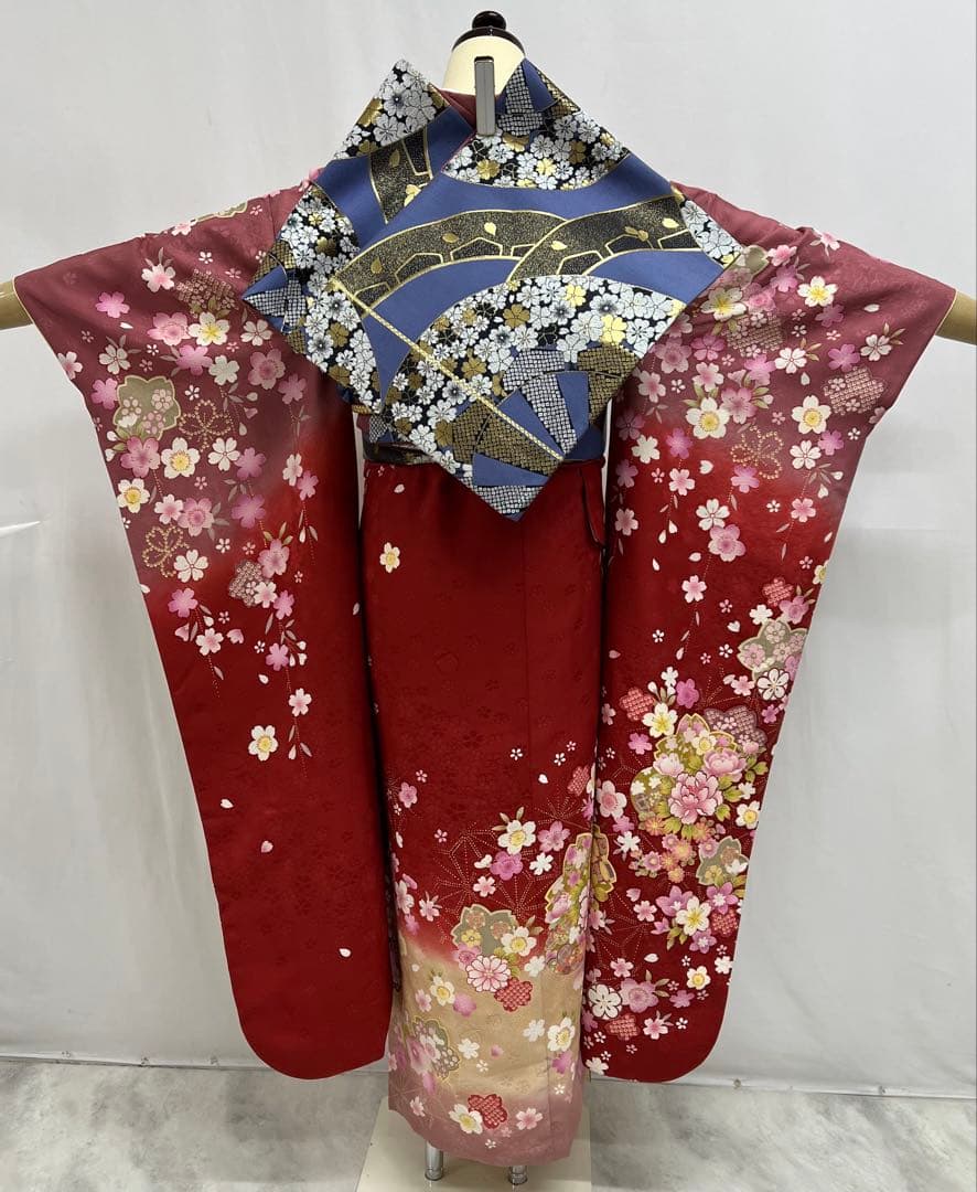 振り袖　フルセット　長襦袢　成人式　金彩加工　刺繍入り　長尺袋帯　658