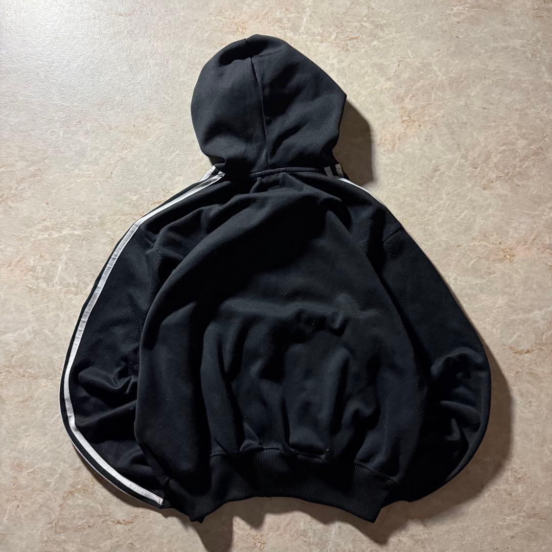 01年製adidasジップアップパーカートラックジャケット短丈スポーツMIX黒