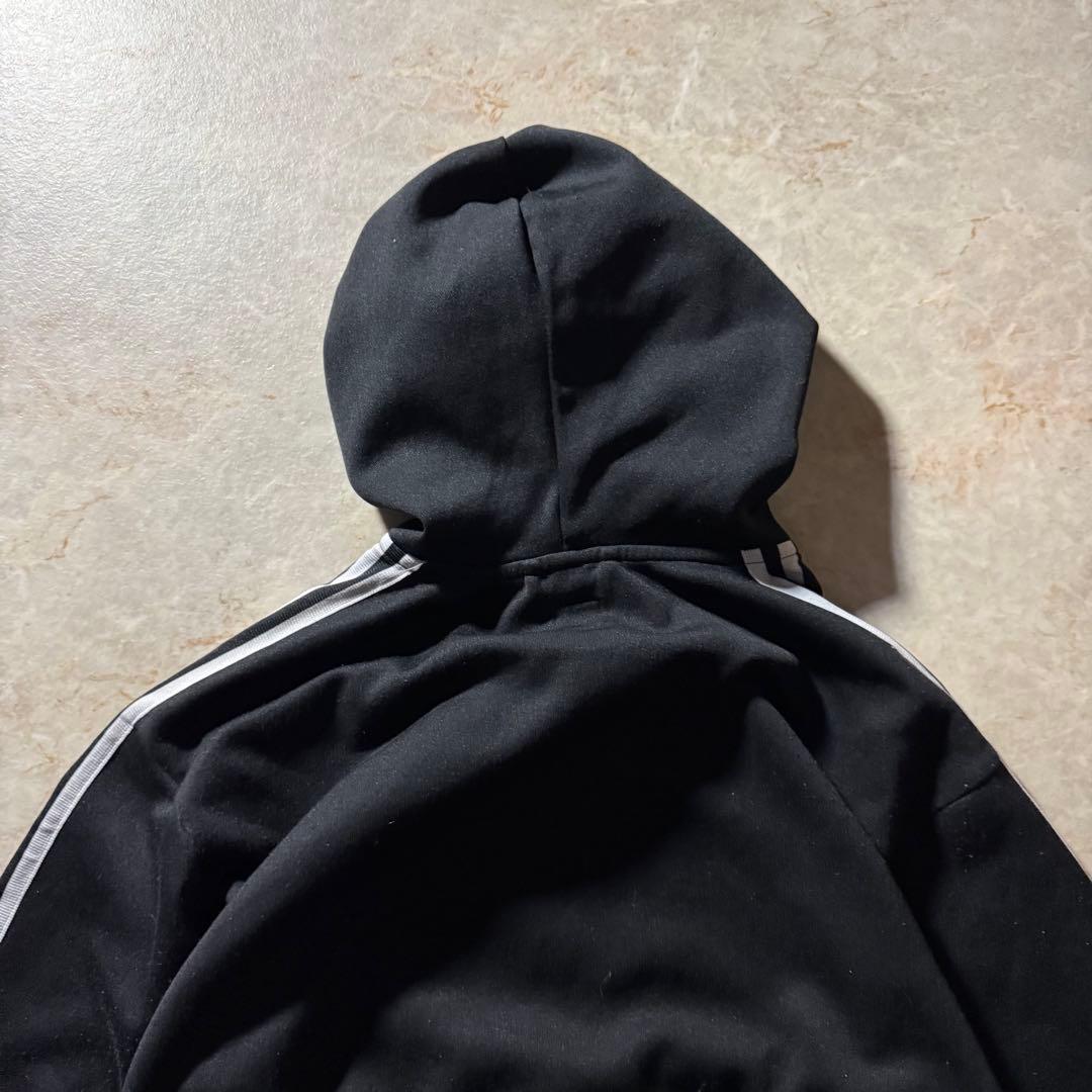 01年製adidasジップアップパーカートラックジャケット短丈スポーツMIX黒