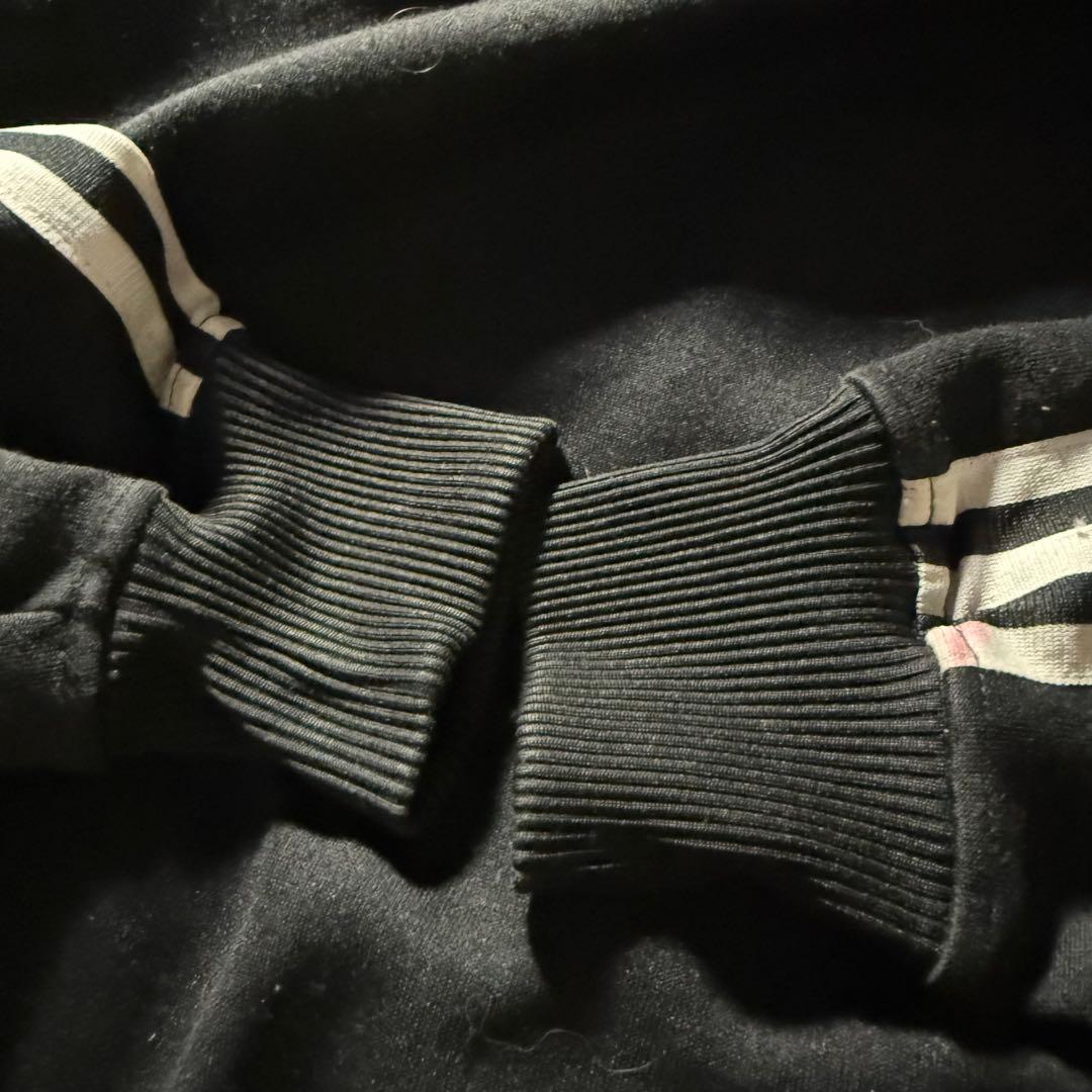 01年製adidasジップアップパーカートラックジャケット短丈スポーツMIX黒