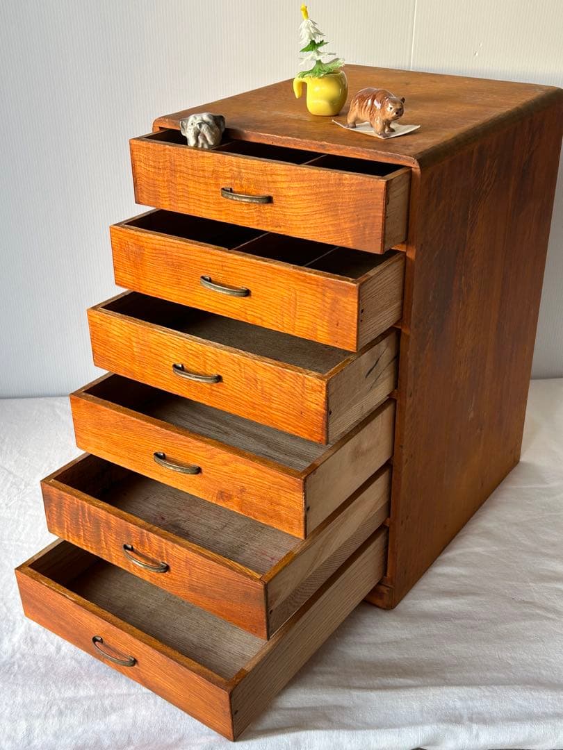 古道具　6杯抽斗　小引き出し　ヴィンテージ　アンティーク　ドロアー　昭和レトロ