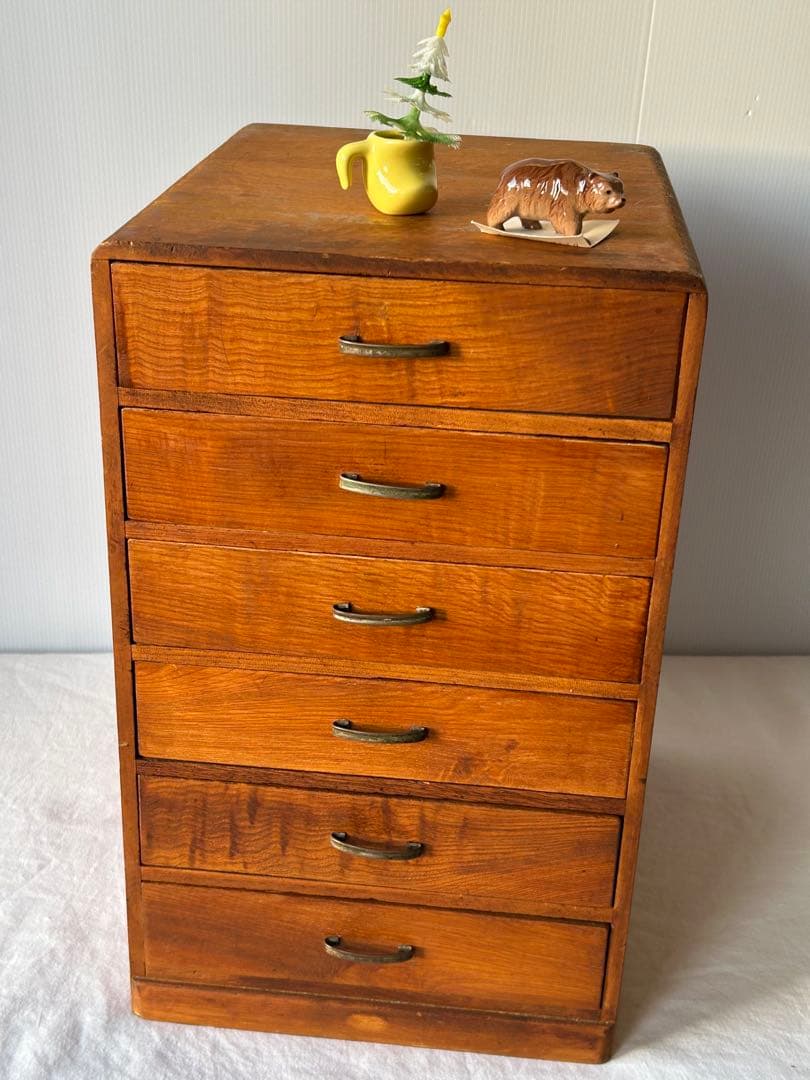 古道具　6杯抽斗　小引き出し　ヴィンテージ　アンティーク　ドロアー　昭和レトロ