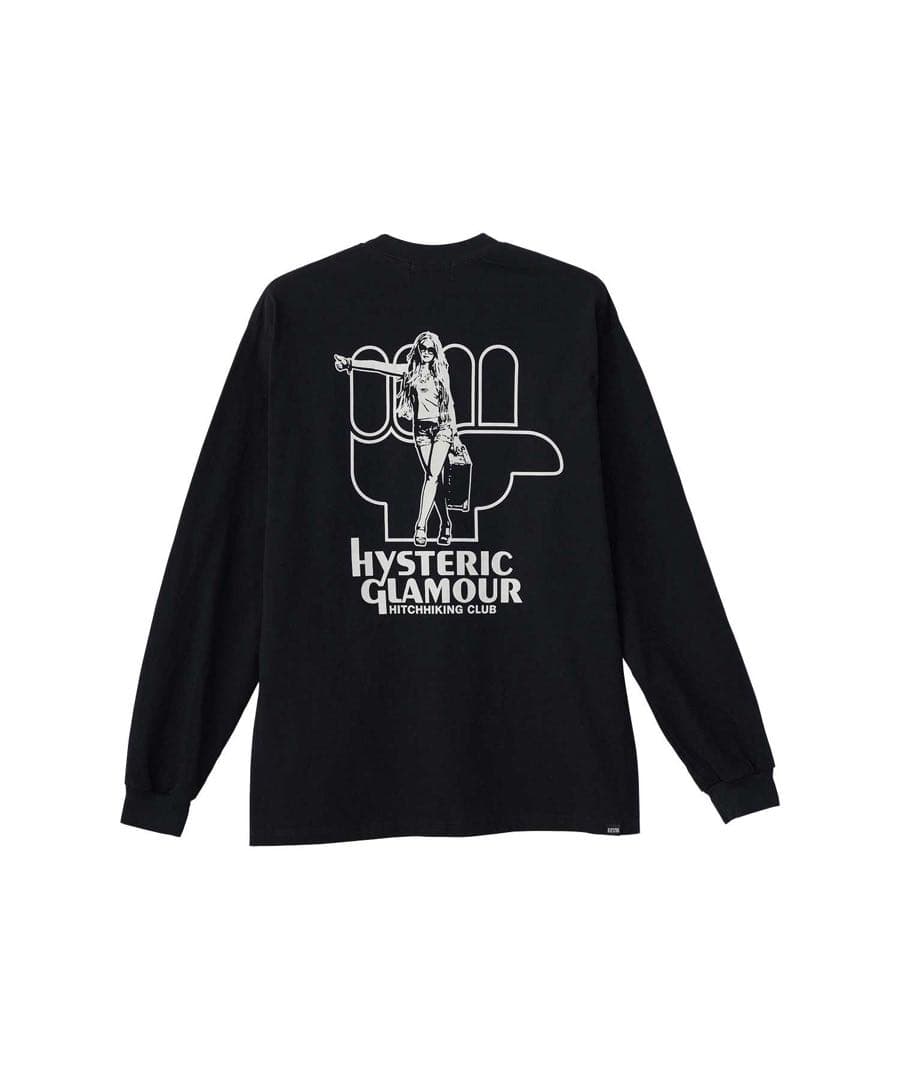 大人気！HYS 長袖Tシャツ【HYS HITCHHIKING CLUB】 黒M