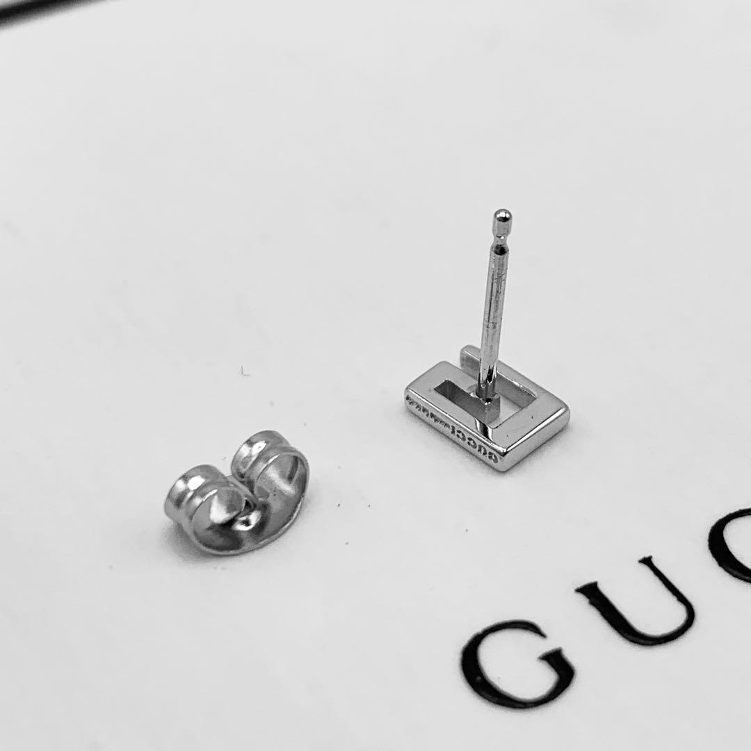 【美品/希少】GUCCI ピアス　K18WG スクエア　18金　750 片耳