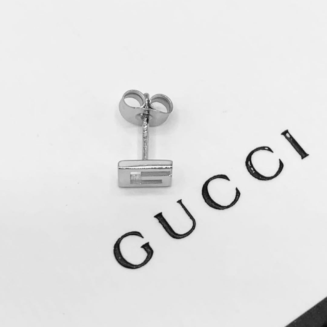 【美品/希少】GUCCI ピアス　K18WG スクエア　18金　750 片耳