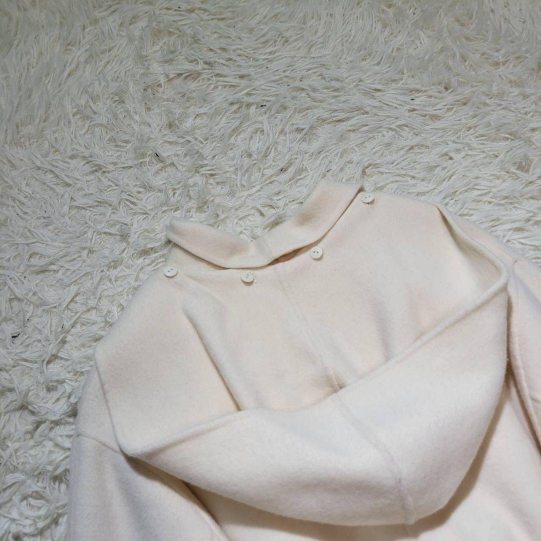 【美品】COHINAコヒナ　リバーコート　ライトウール　ミディ丈　ウエストリボン