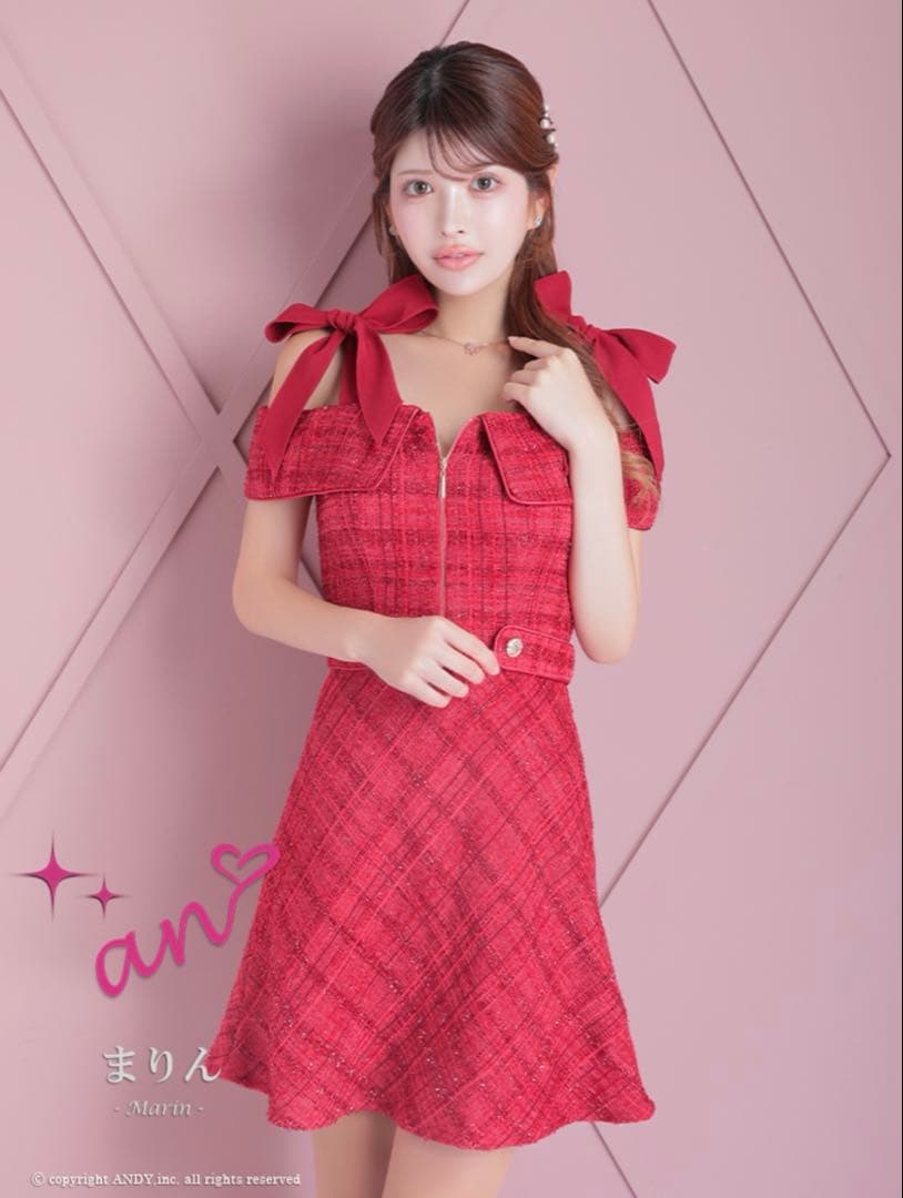 an ♡ キャバドレス ラメツイード Aライン