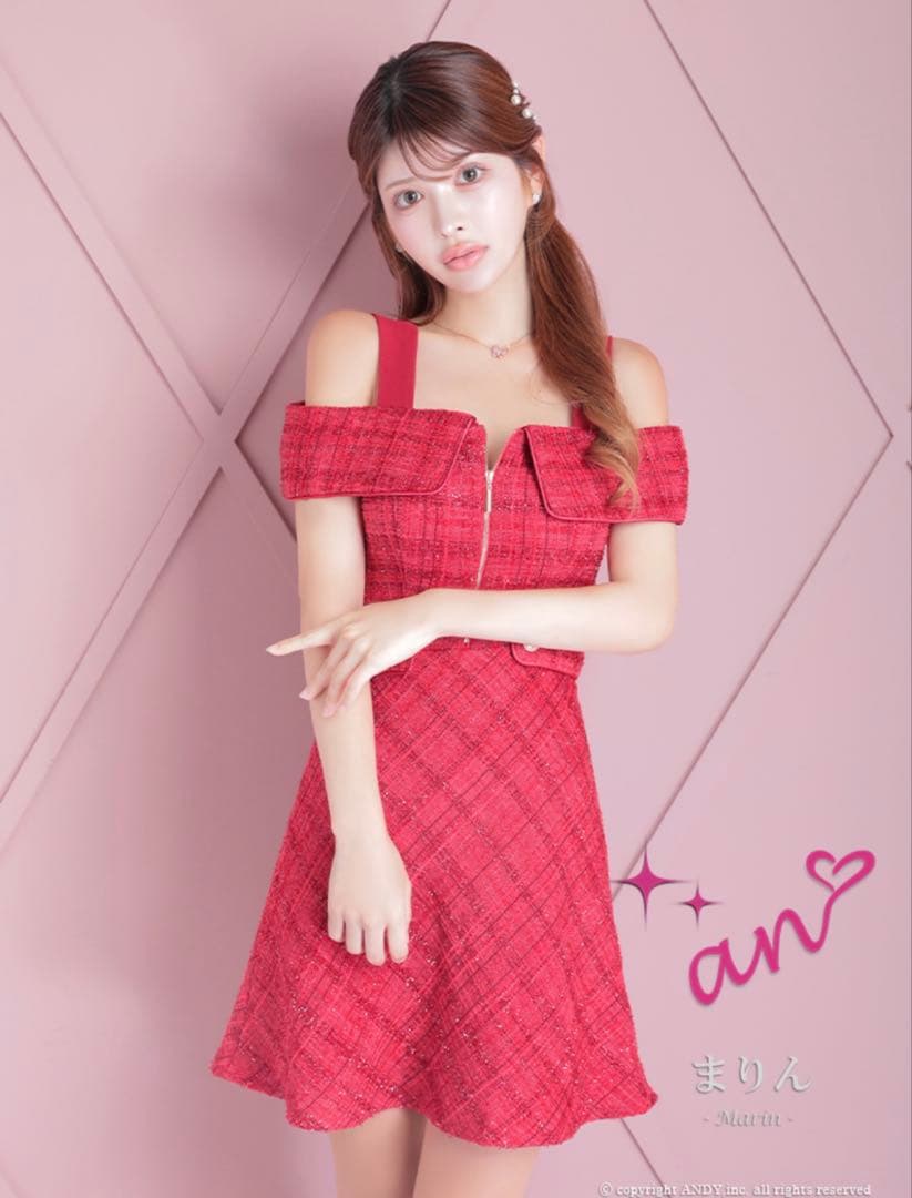an ♡ キャバドレス ラメツイード Aライン