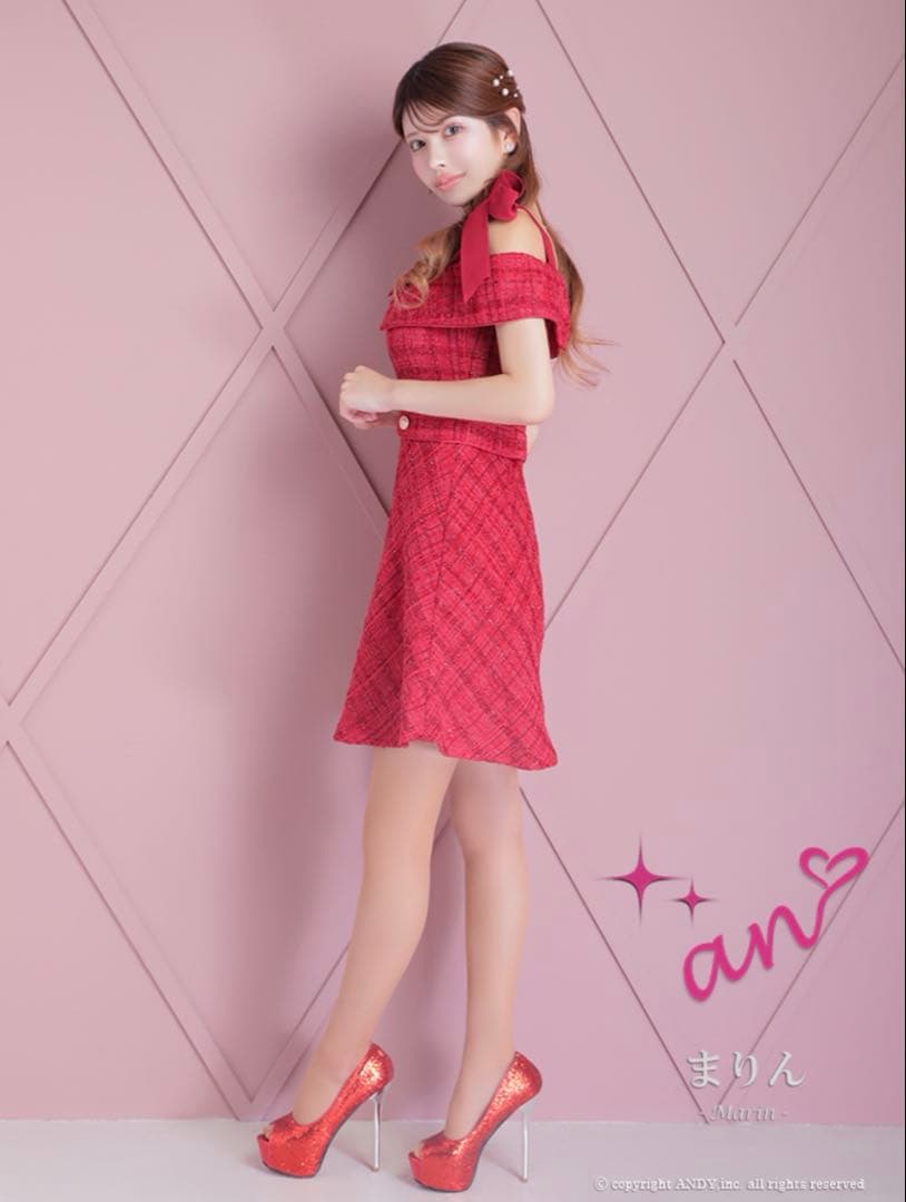 an ♡ キャバドレス ラメツイード Aライン