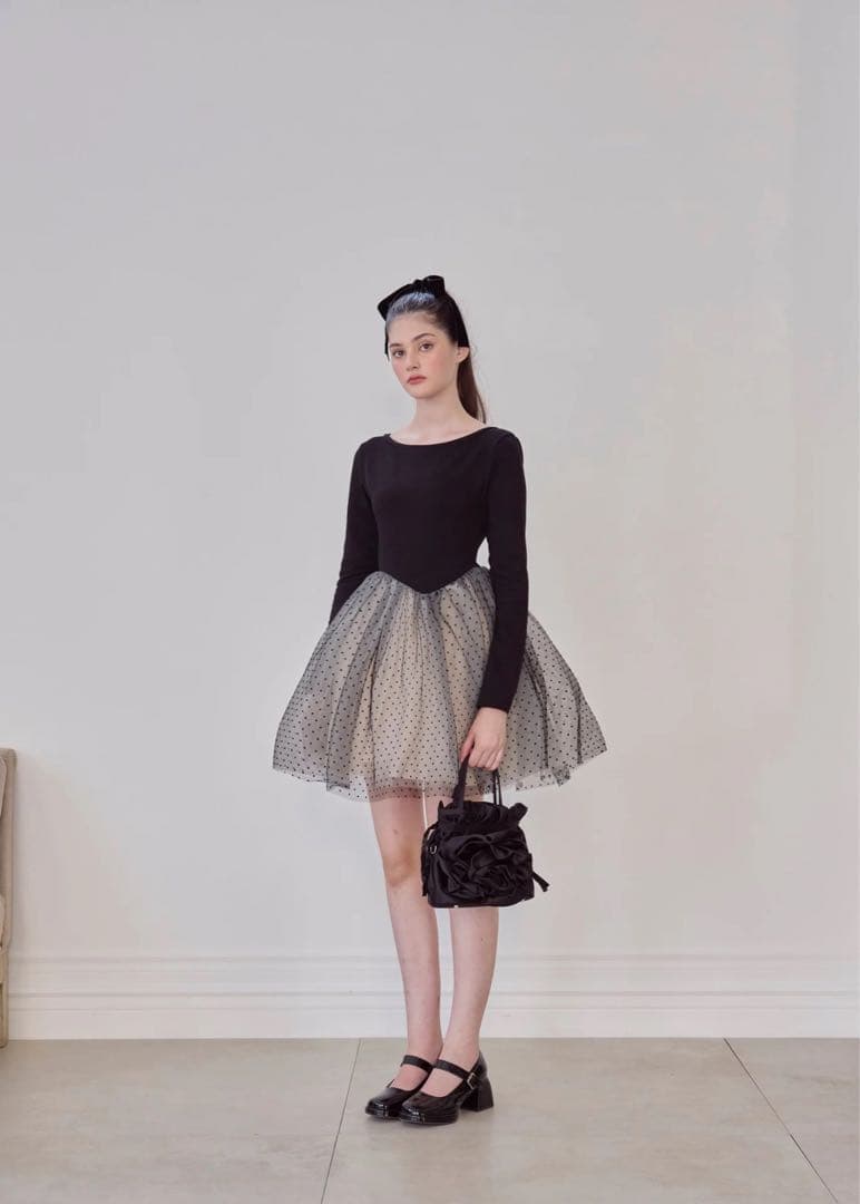 m*い様 Ballerina dot tulle docking one-pie