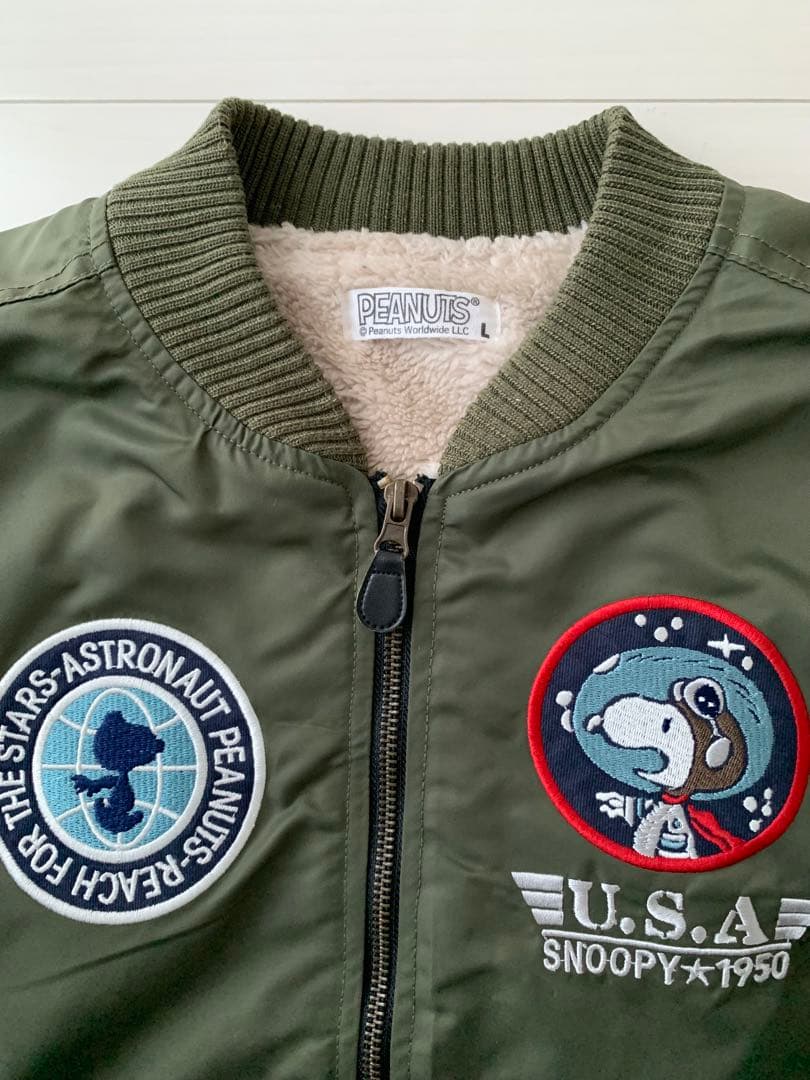 PEANUTS スヌーピー MA-1 ジャケット　裏ボアLサイズ