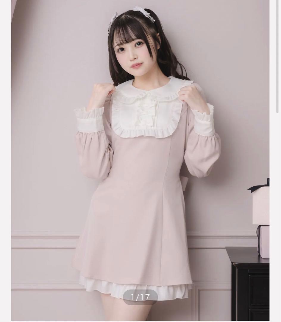 pium ぴうむ　スクエアフリルリボンドーリーワンピース