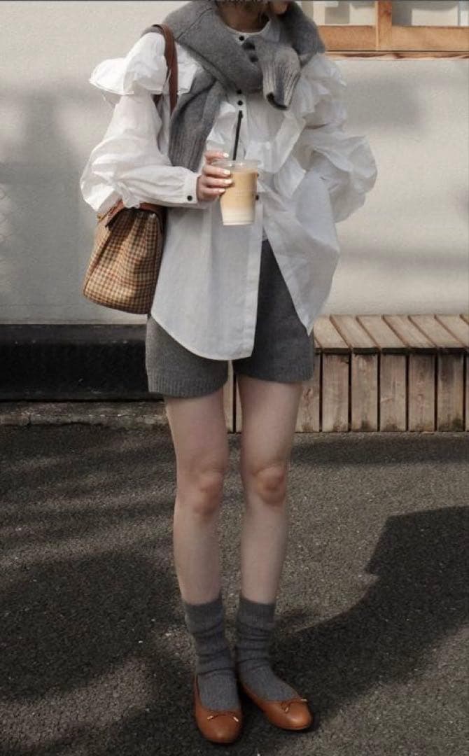 eaphi WOOL KNIT SHORT PANTS グレー