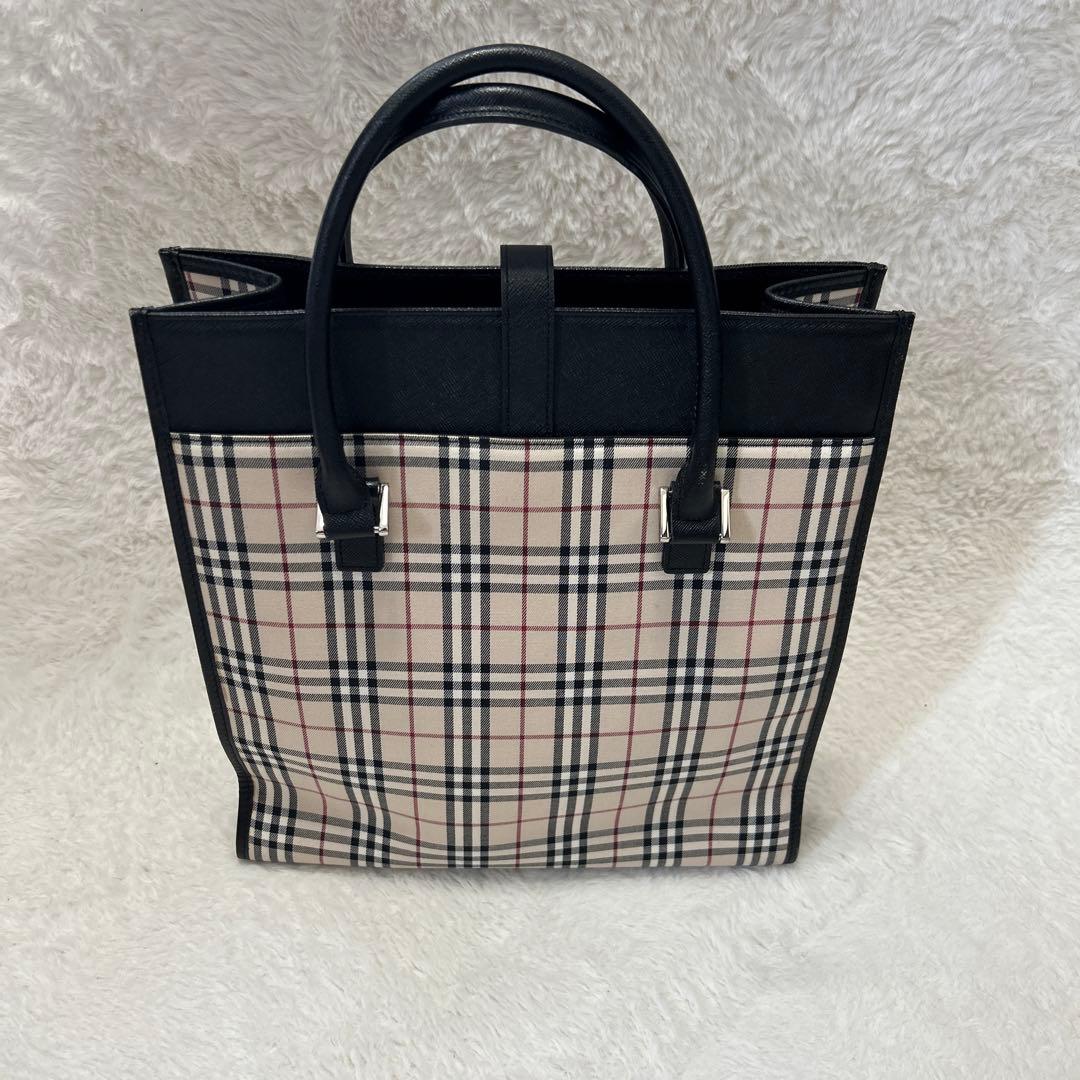 バーバリー ノバチェック 型押し トートバッグ ハンドバッグ レディース