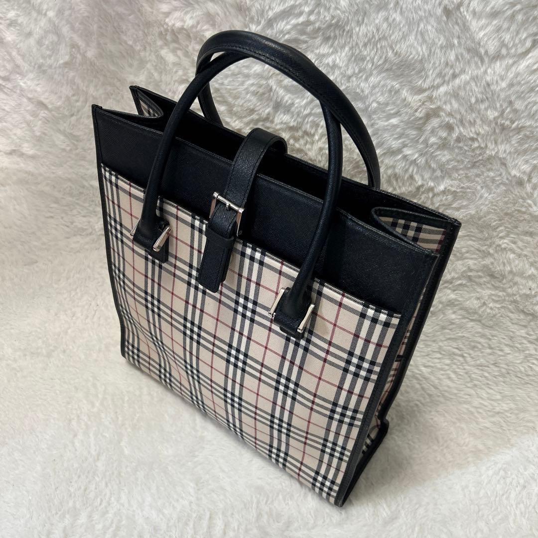 バーバリー ノバチェック 型押し トートバッグ ハンドバッグ レディース