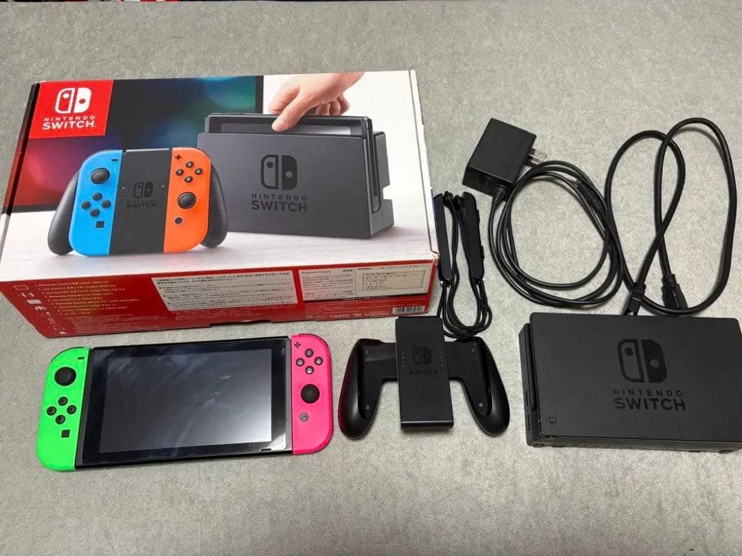 Nintendo Switch 本体 ネオンピンク・ネオングリーン＋ケース