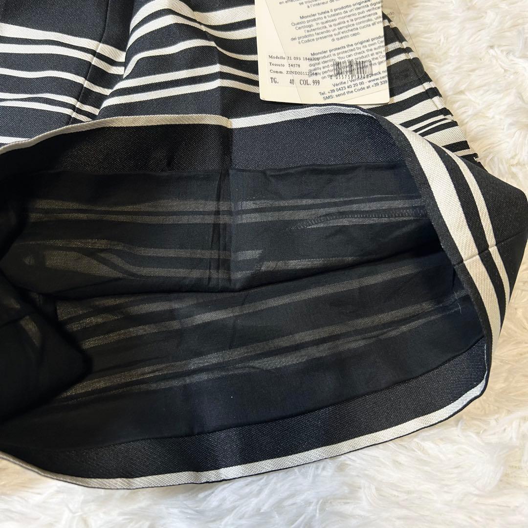 新品タグ付✨️モンクレール ショートパンツ ストライプ リボン 黒 白 40