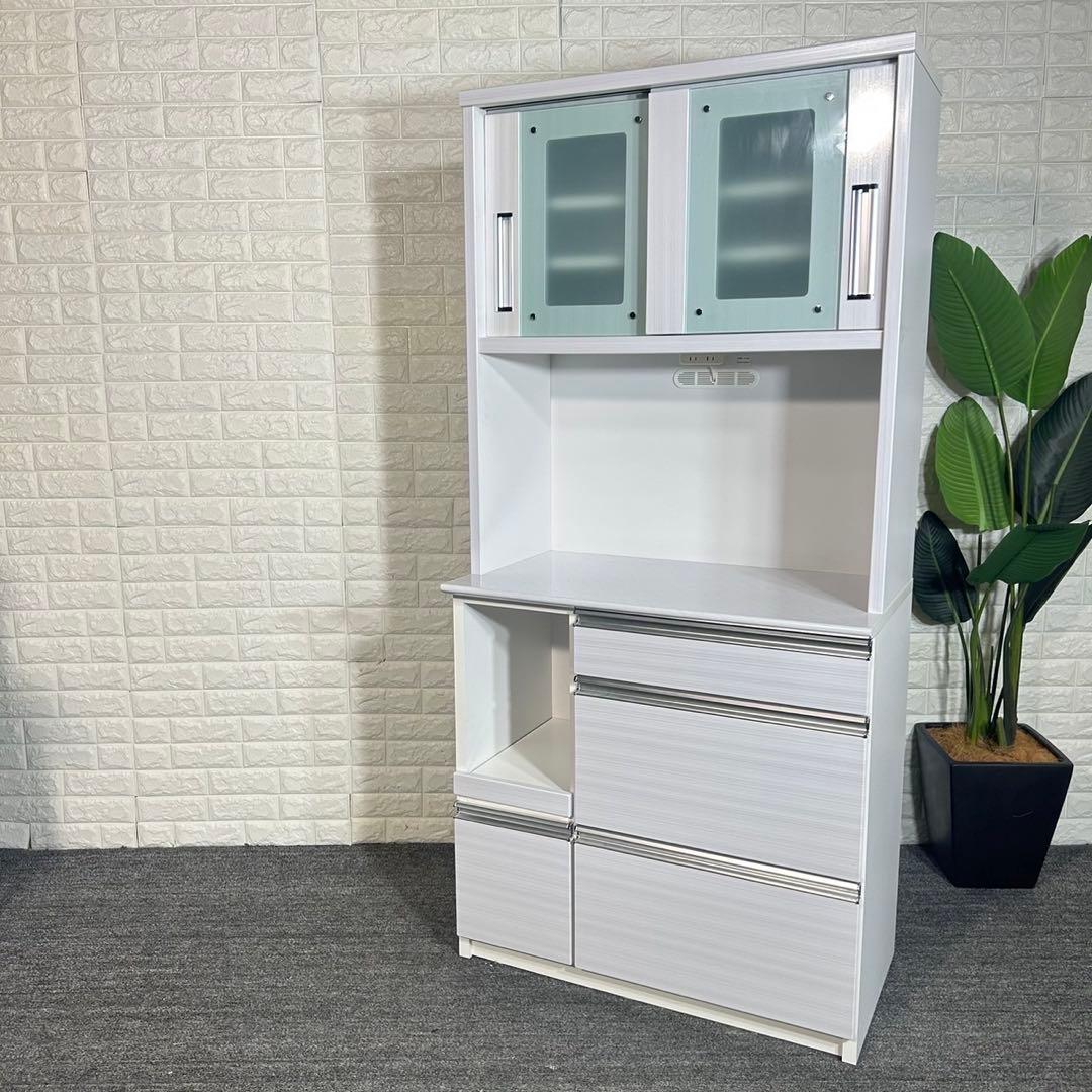 浅川木工 カップボード キッチンボード キッチン収納棚 幅90cm B058