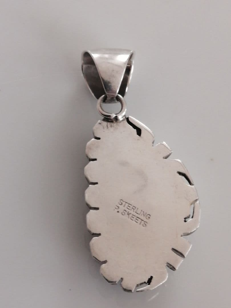 ナバホ　P.Skeets　ペンダントトップ　ターコイズ　STERLING