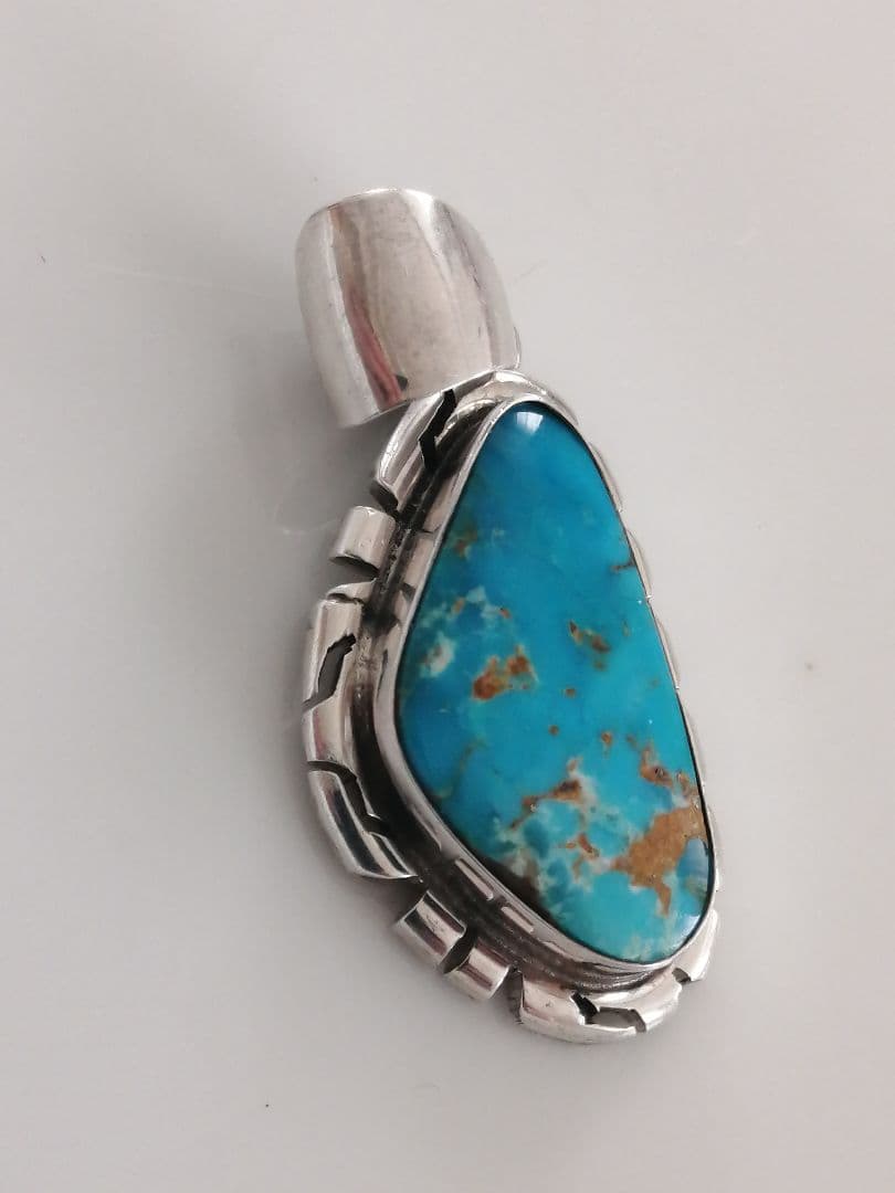 ナバホ　P.Skeets　ペンダントトップ　ターコイズ　STERLING