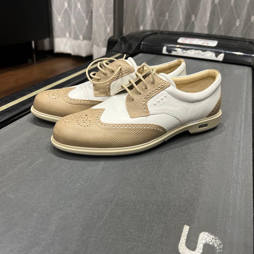 ECCO ゴルフシューズ オックスフォード ホワイト/ベージュ