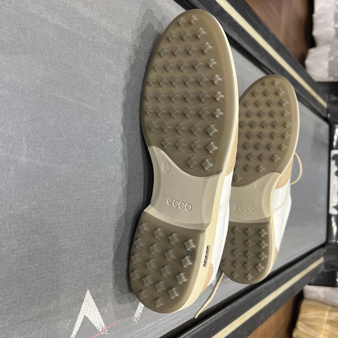 ECCO ゴルフシューズ オックスフォード ホワイト/ベージュ