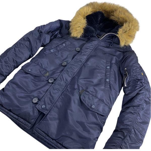 【美品】ALPHA N-3B フライトジャケット ネイビー M ミリタリーコート