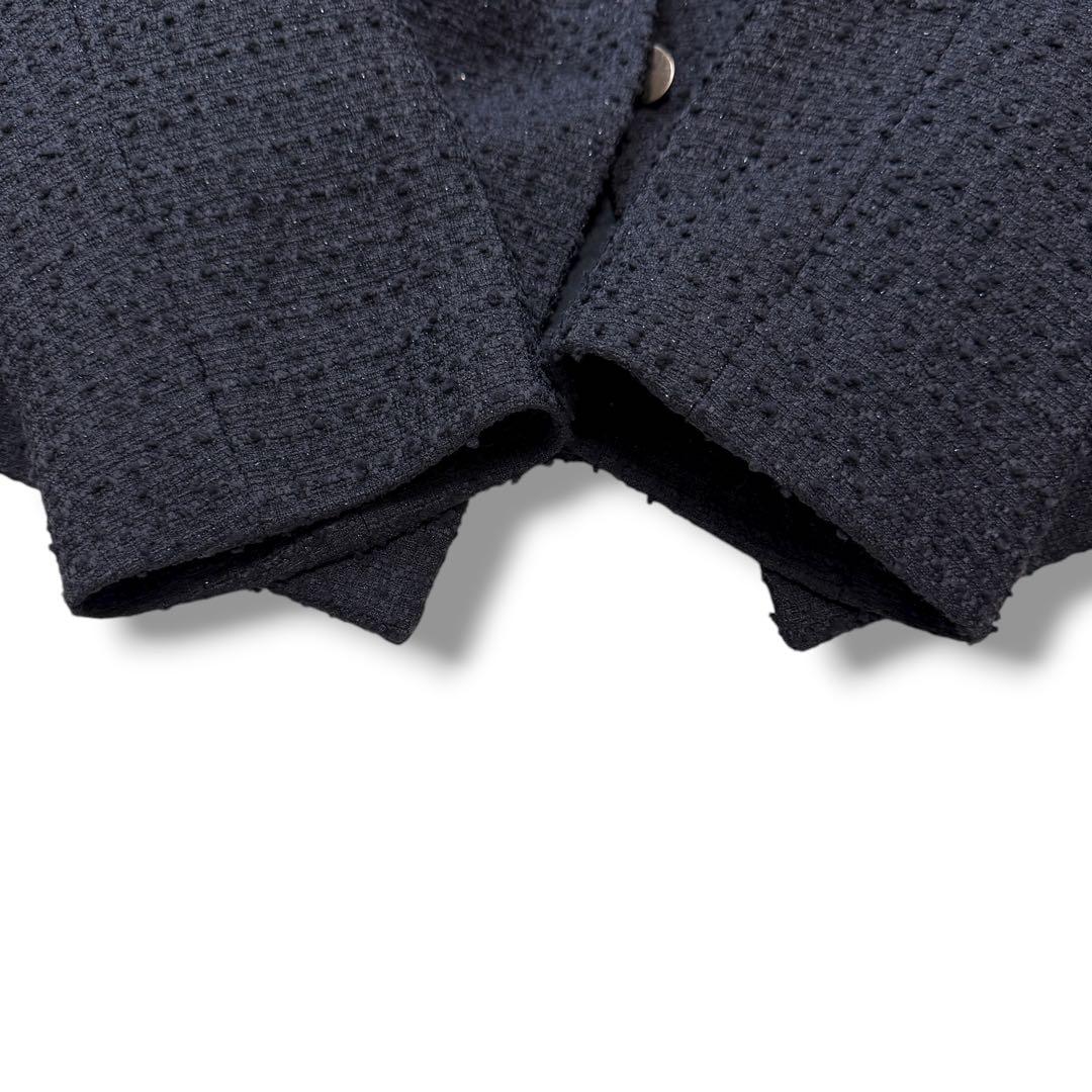 現行 未使用級✨プラステ 1431 ツイード　ノーカラージャケット ネイビー