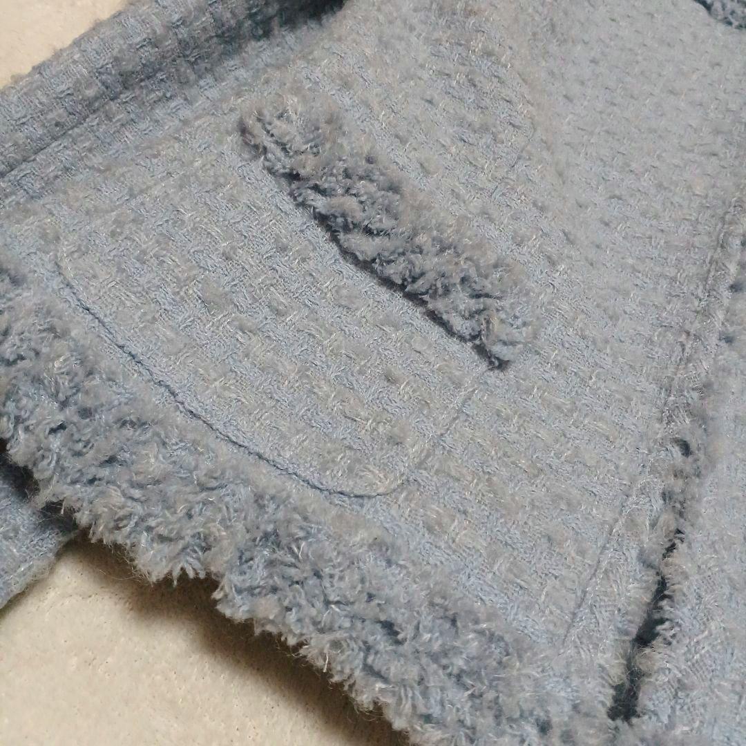 René　ルネ　ツイードノーカラージャケット　モヘヤ混　ウール　36　日本製