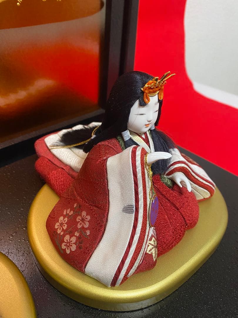 雛人形　草園作　木目込人形　親王飾り・サイズ間口約４７×奥行約３５×高さ約３２㎝