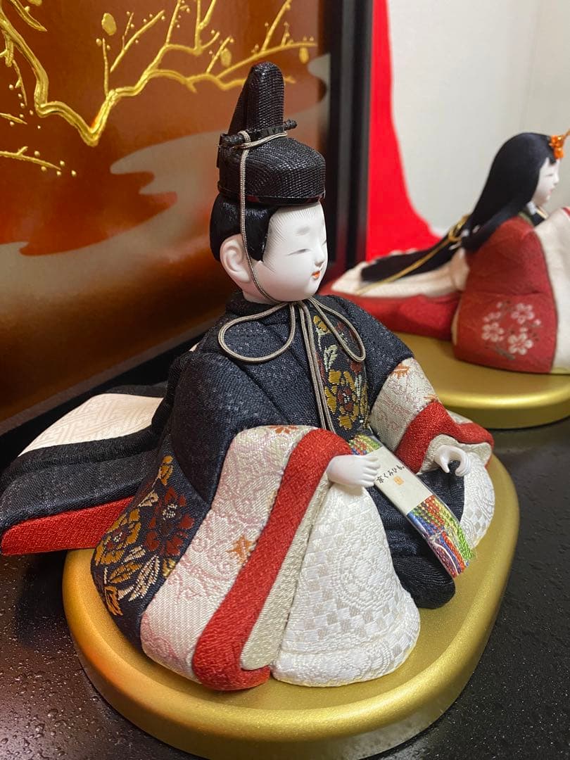 雛人形　草園作　木目込人形　親王飾り・サイズ間口約４７×奥行約３５×高さ約３２㎝