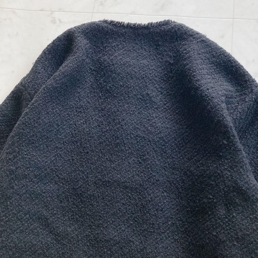 美品　ラウンジドレス　ツイードジャケット　オーバーサイズ　ブラック　ノーカラー