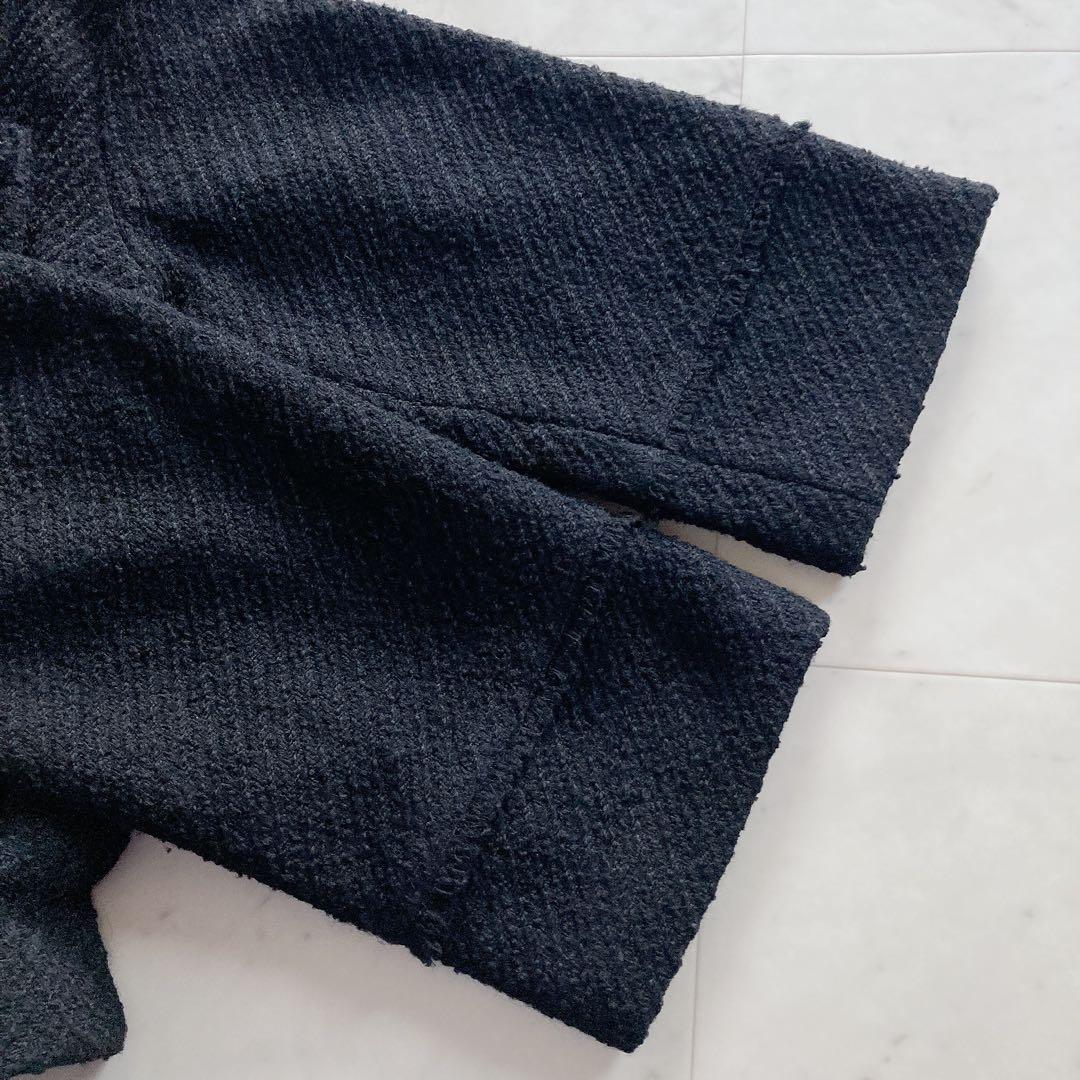 美品　ラウンジドレス　ツイードジャケット　オーバーサイズ　ブラック　ノーカラー