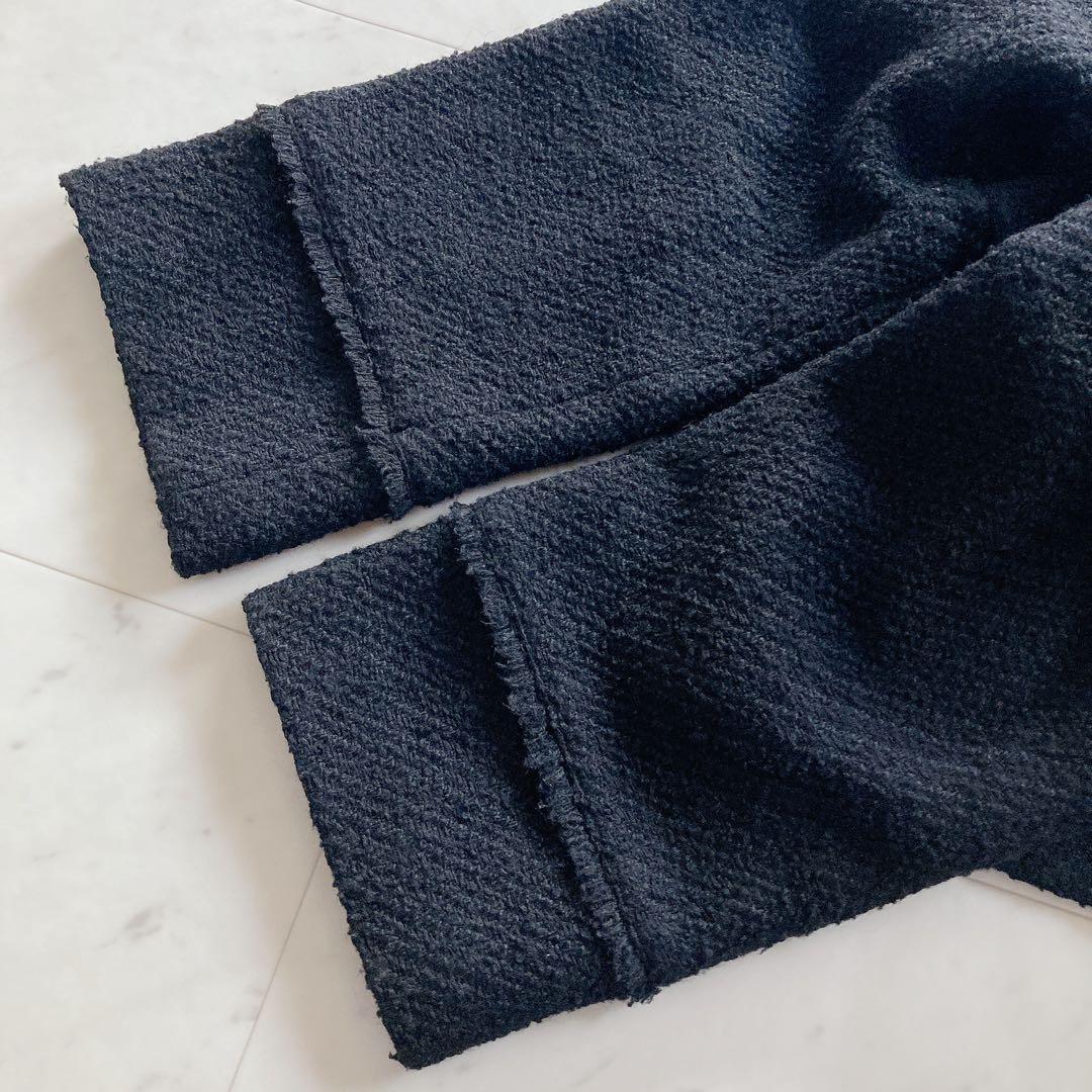 美品　ラウンジドレス　ツイードジャケット　オーバーサイズ　ブラック　ノーカラー