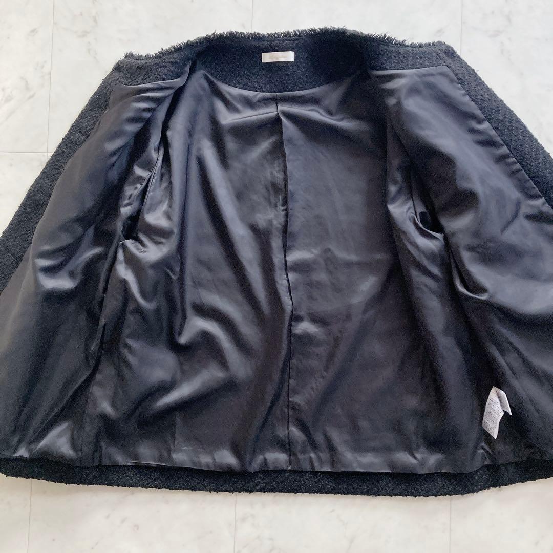 美品　ラウンジドレス　ツイードジャケット　オーバーサイズ　ブラック　ノーカラー