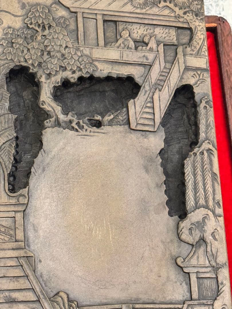 大型硯(木製収納木箱付)