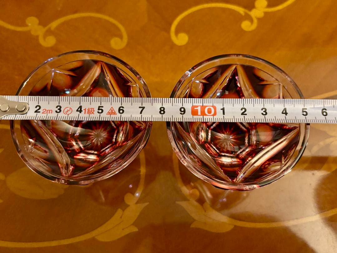 薩摩切子　脚付杯　2客セット