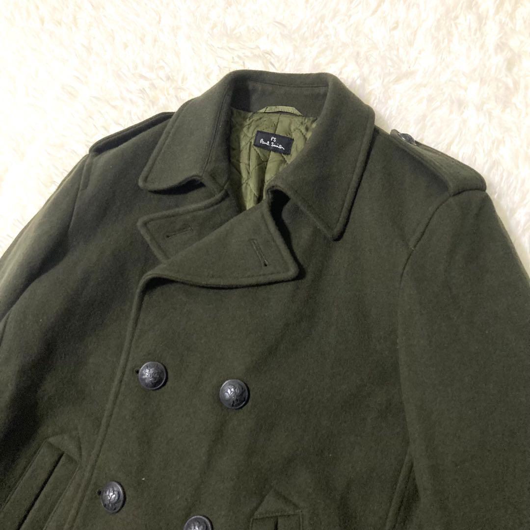 ポールスミス カシミヤ混 ウール Pコート Lサイズ カーキ 美品 ピーコート