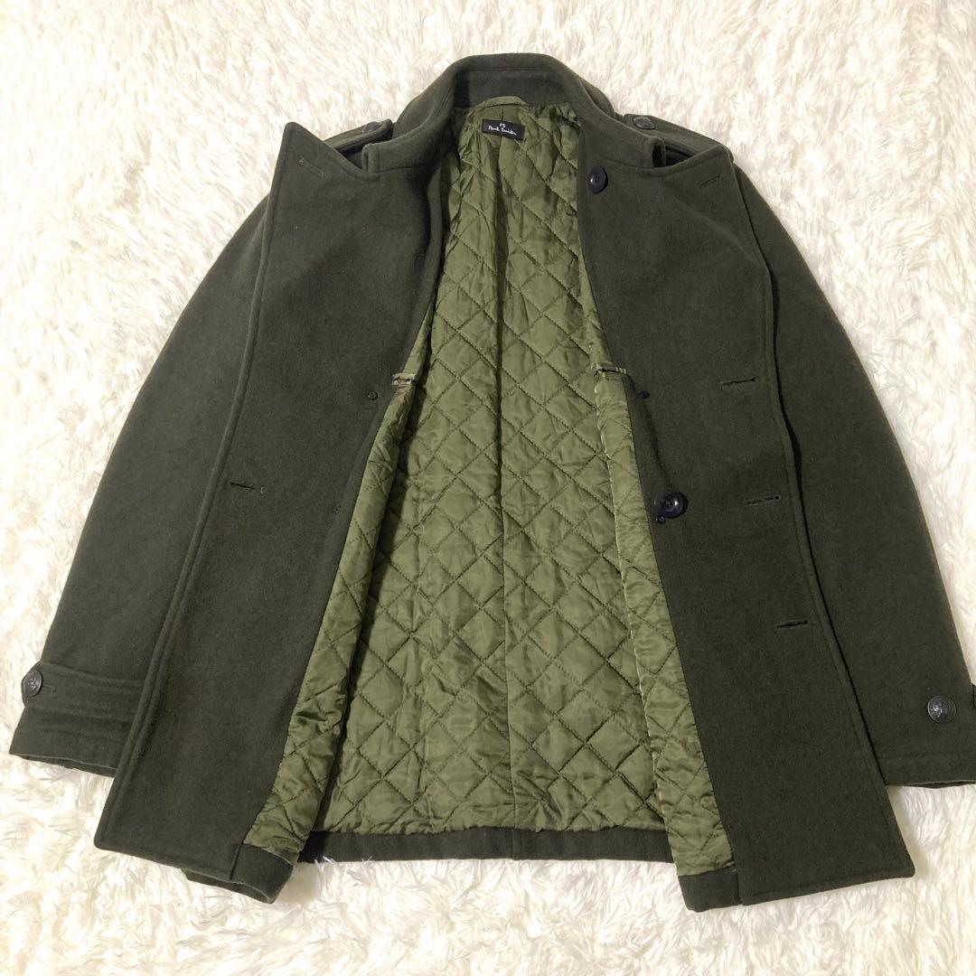 ポールスミス カシミヤ混 ウール Pコート Lサイズ カーキ 美品 ピーコート