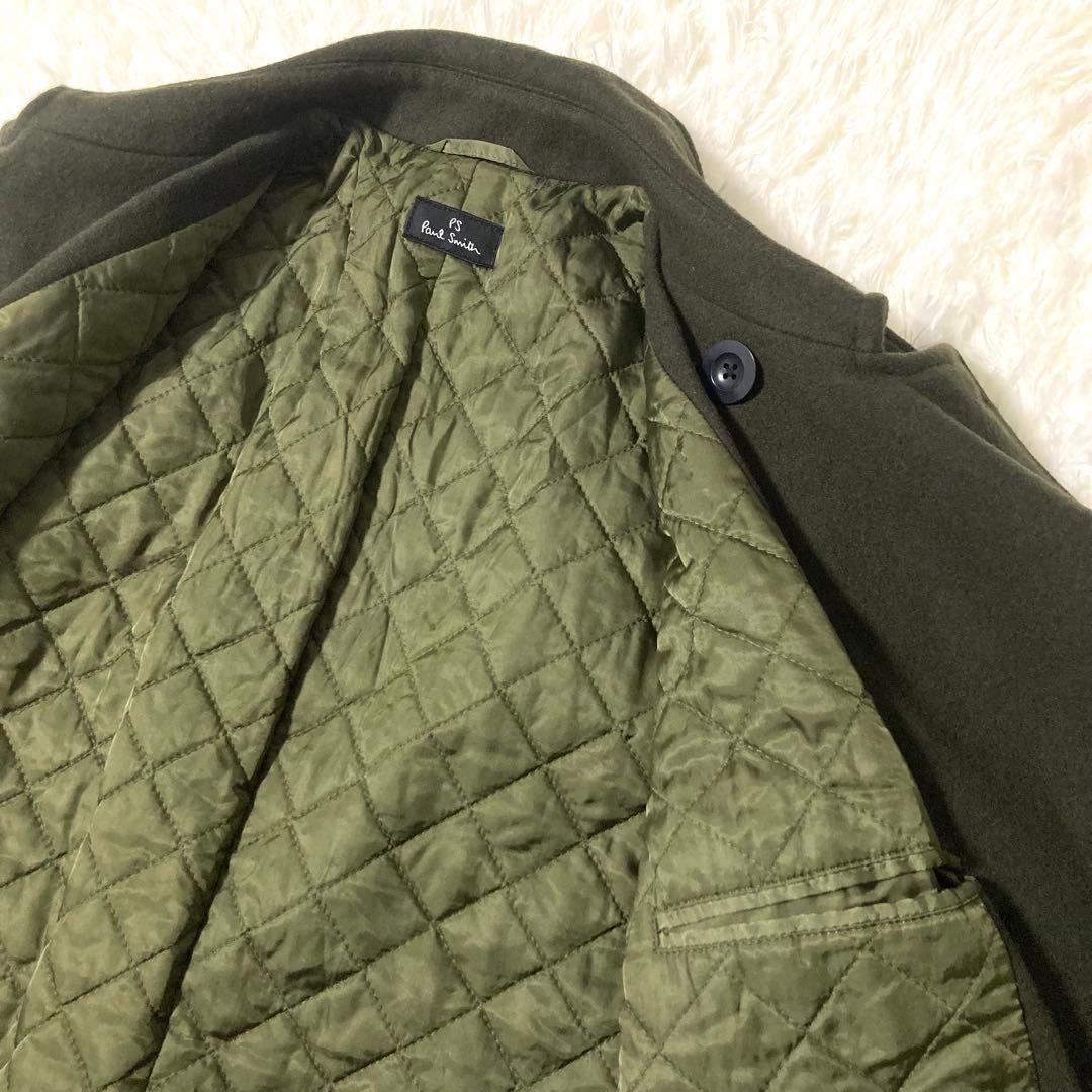 ポールスミス カシミヤ混 ウール Pコート Lサイズ カーキ 美品 ピーコート