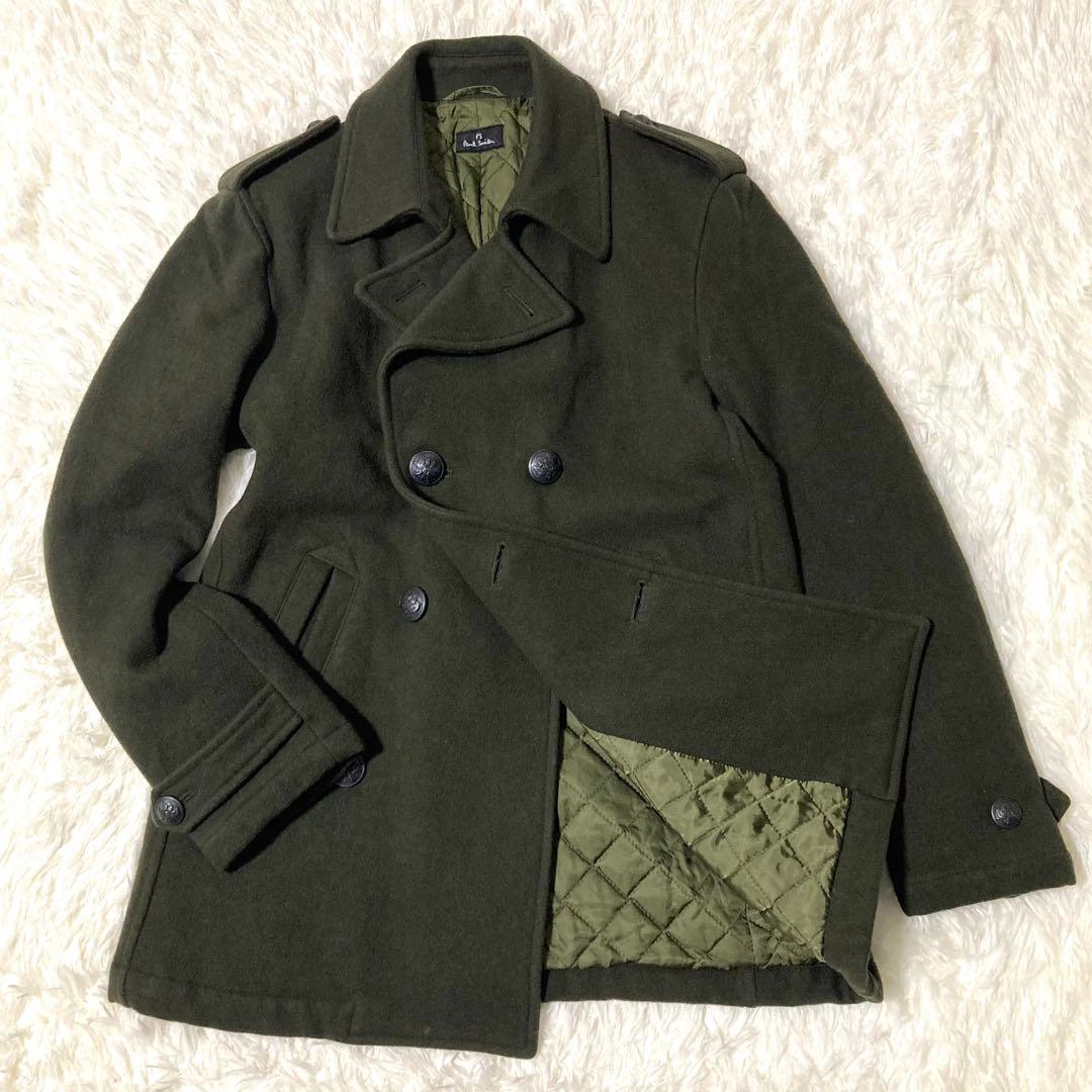 ポールスミス カシミヤ混 ウール Pコート Lサイズ カーキ 美品 ピーコート
