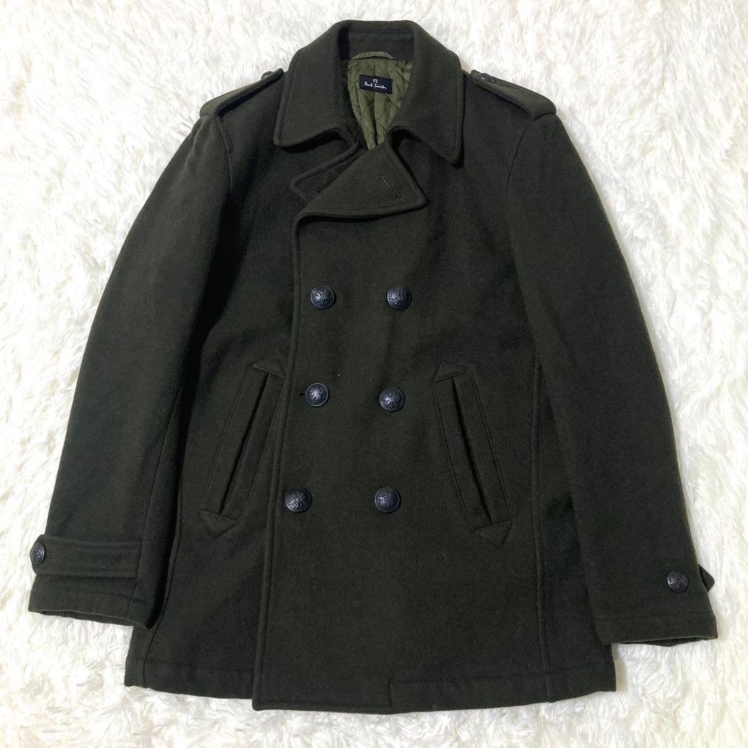 ポールスミス カシミヤ混 ウール Pコート Lサイズ カーキ 美品 ピーコート