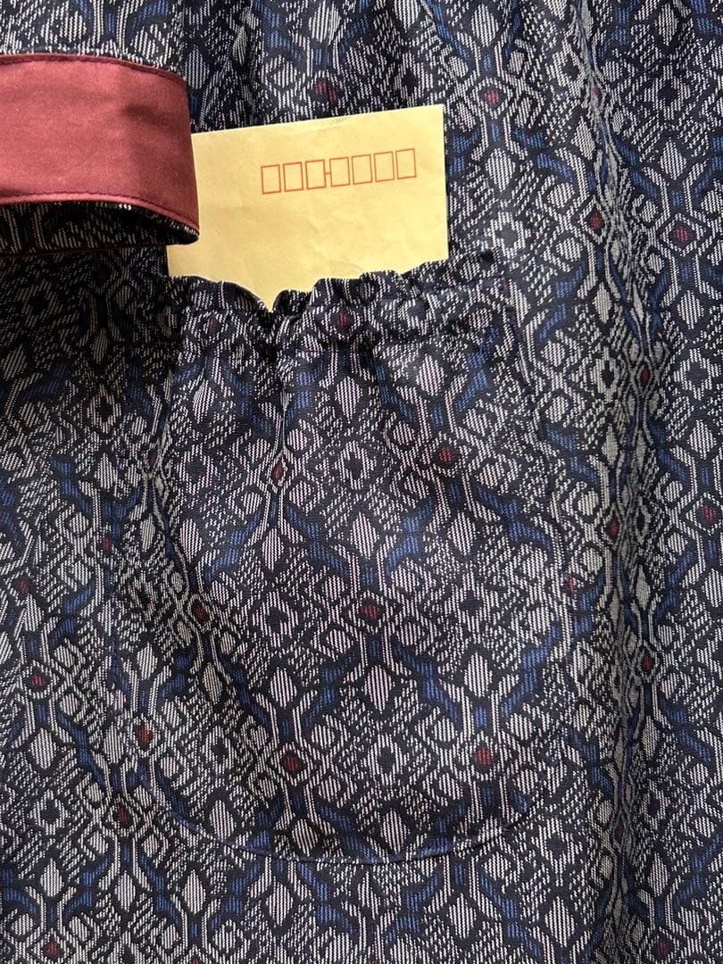 着物リメイク　紬ワンピース　前ボタン　 Lサイズ