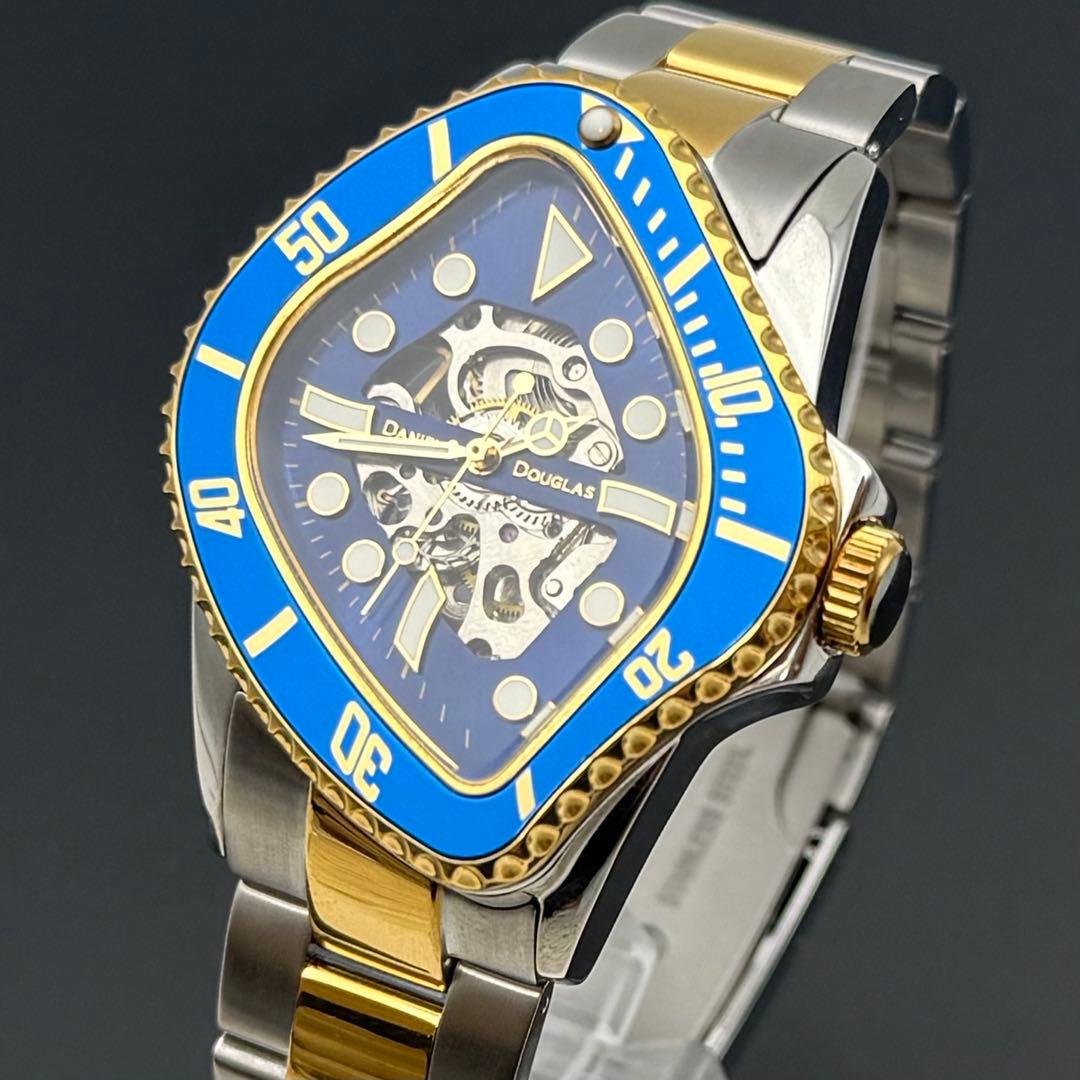 超希少/稼働品✨ダニエルダグラス 腕時計 自動巻 裏スケ ゴールド コンビカラー