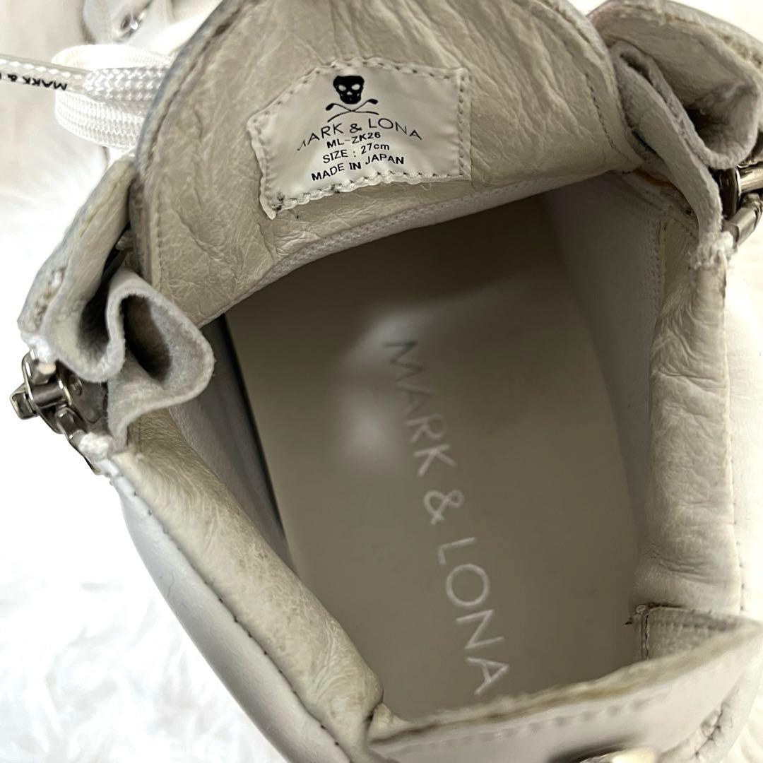 マーク&ロナ ハイカット ダブルジップ スニーカー ビブラムソール 27.0 白