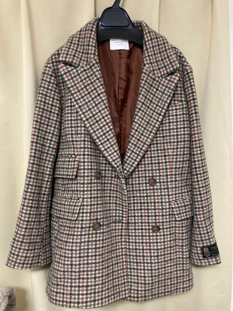 ジャケット・アウター AMERI VINTAGE CHECK ECO WOOL BIG JACKET