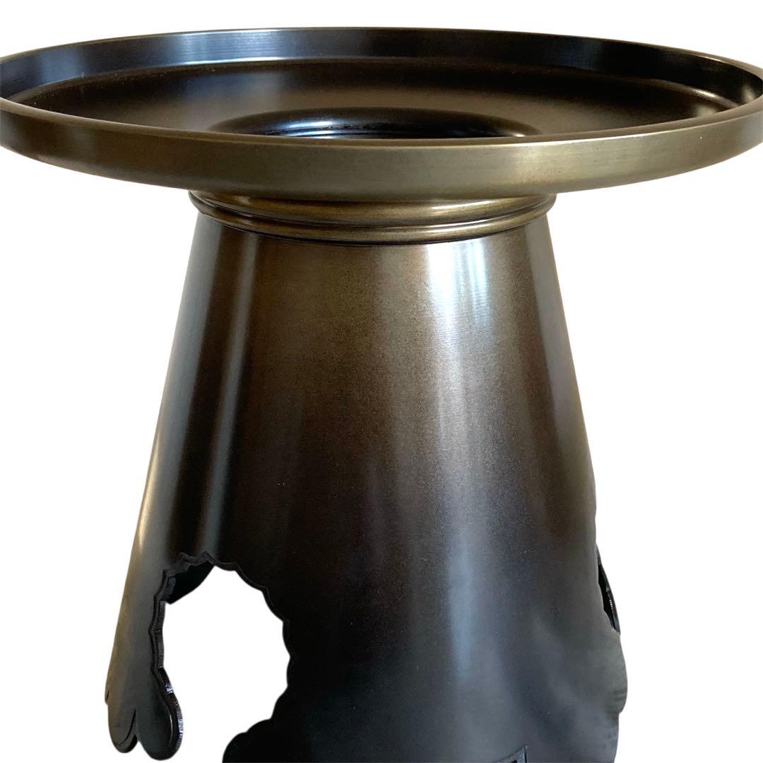 【未使用級】池坊 唐銅製 御玄猪 おげんちょ 花器 華道具