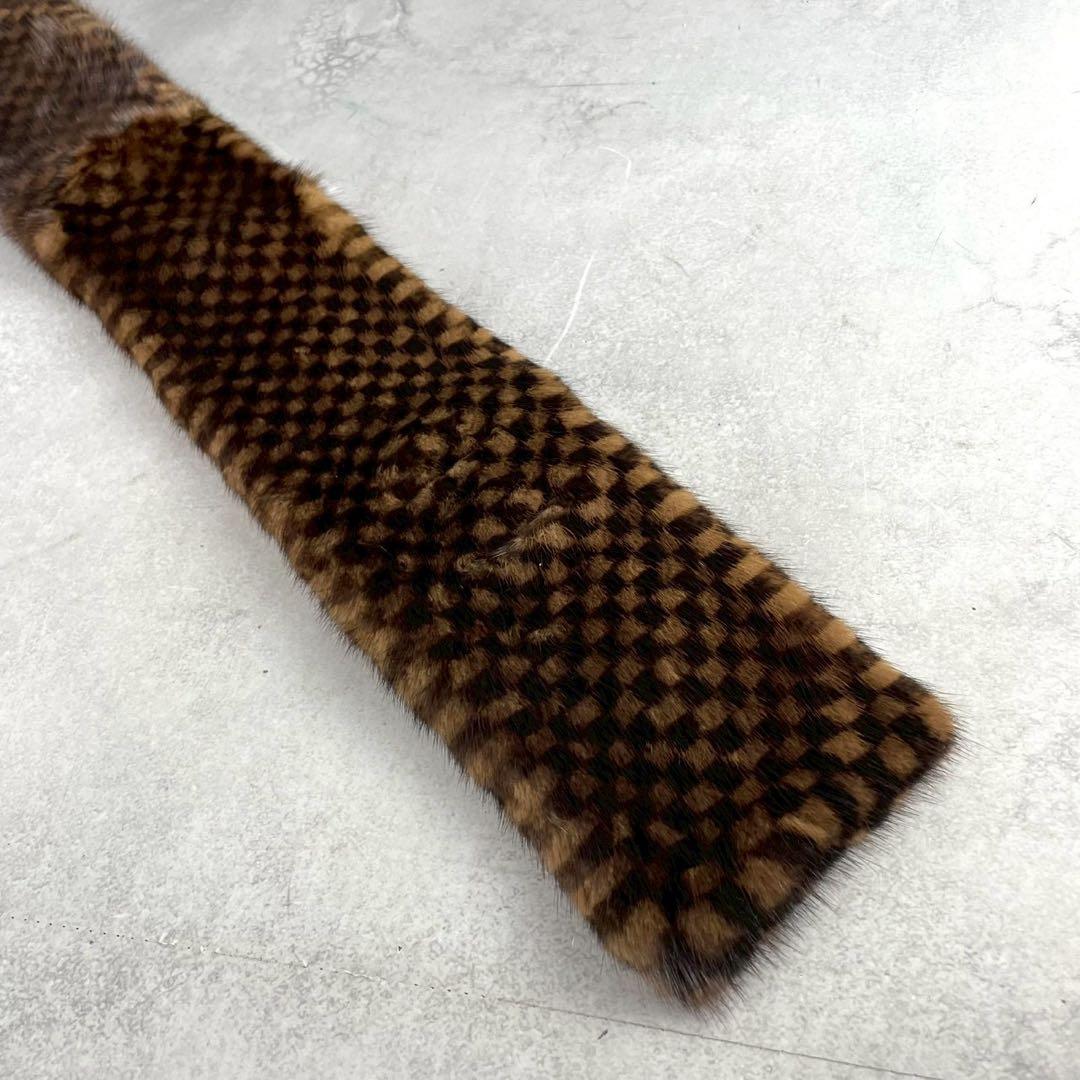未使用級✨ ルイヴィトン ダミエ ミンク ファー エシャルプ マフラー ショール