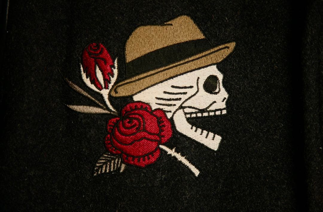 ち*い様 GANGSTERVILLE ファラオジャケット スカル刺繍ウールレザー